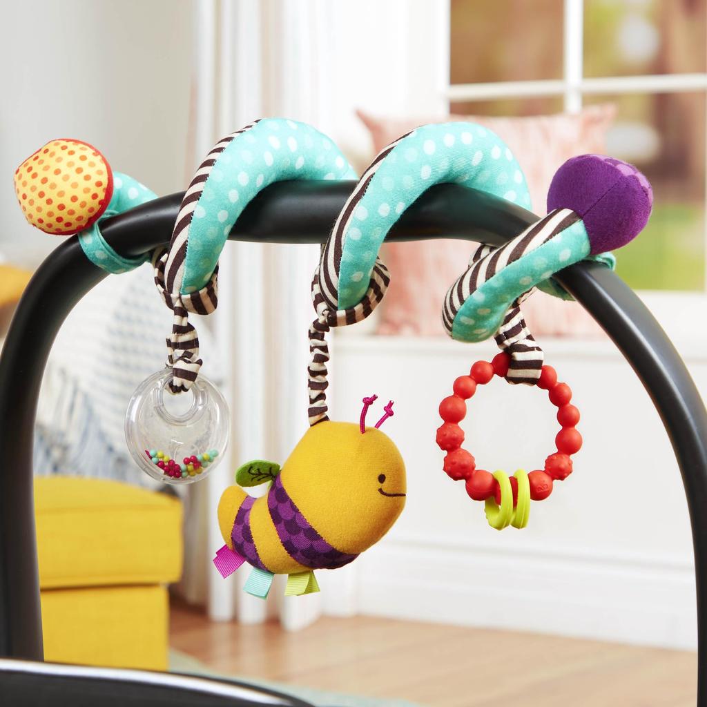 B. Toys Baby Stroller Mobile with Bee Plush Toy, Bead Rattle, Squeeze Toy, for Strollers (Ages 0+), Authentic Product