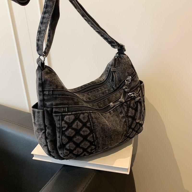 Denim Crossbody Bag for Women with Multi - Pockets & Quilted Detail, Lightweight & Stylish Shoulder Purse