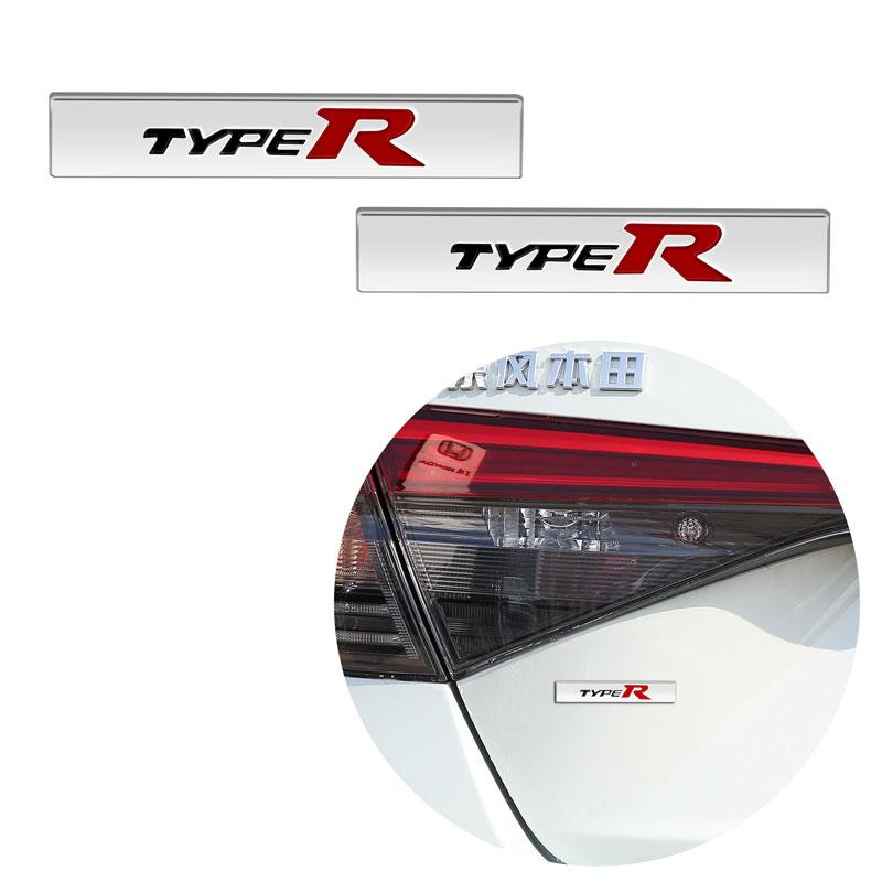 2pcs Car Styling Small Metal Type R Typer Logo Car Body Side Fender Sticker Emblem Badge For Honda Odyssey Accord Civic CRV Jazz