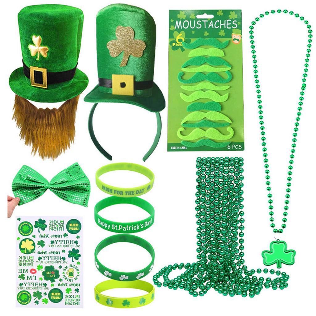 Completed Festival Day Attire For Adults Festival Gathering Outfit Set with Hat Glasses For Adults Green Theme Costume