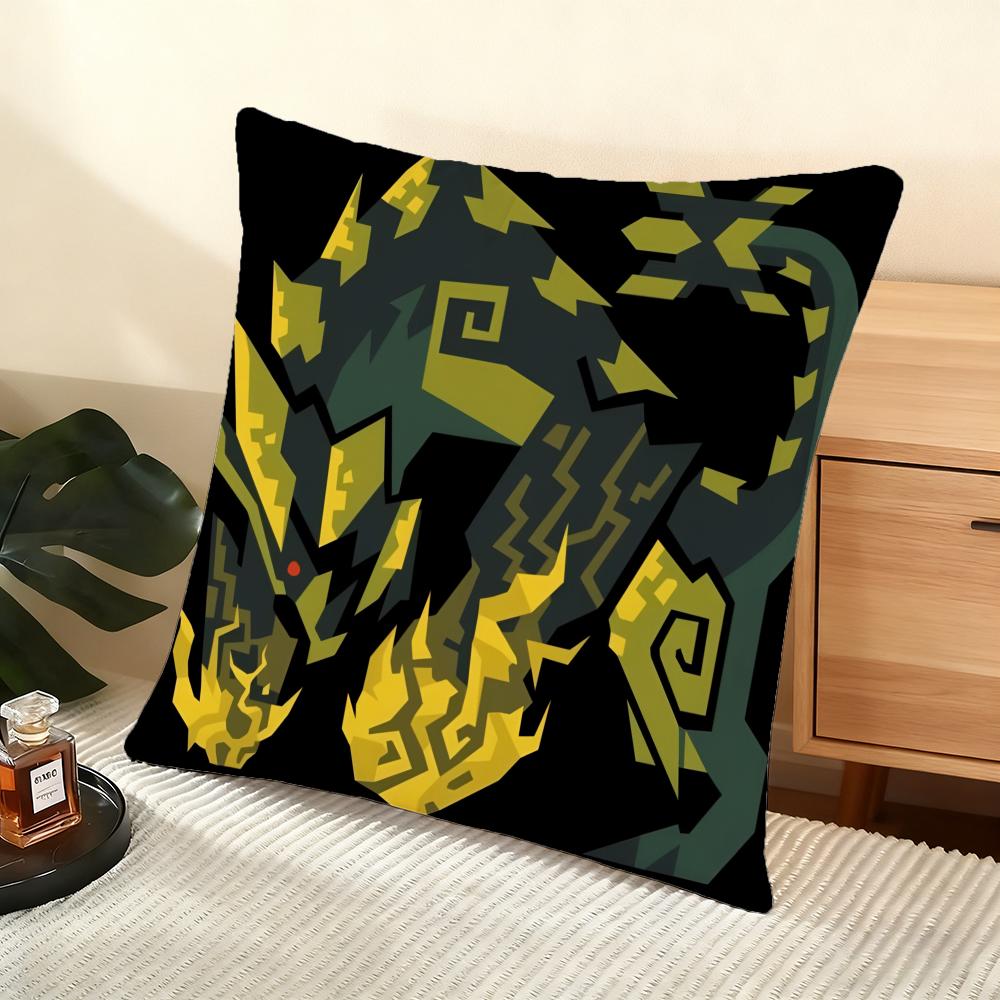 Game Mmonster Hunter Wilds Cushion Cover Soft Short Plush Pillow Cover Smooth Cozy Texture Aesthetic Cushion Case Home Decor