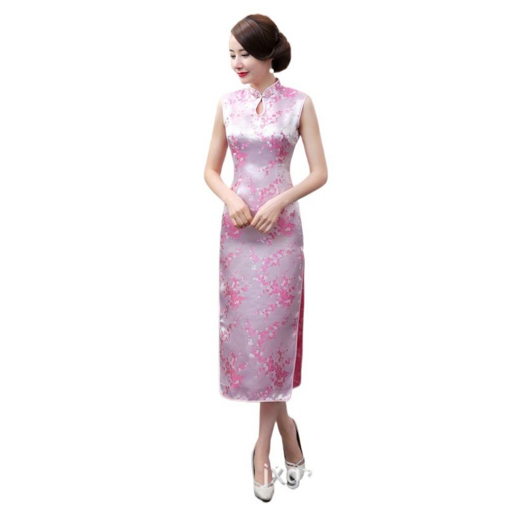Floral Print Cheongsam Dresses Chinese Style Traditional Clothing Chinese Qipao  Evening Dress