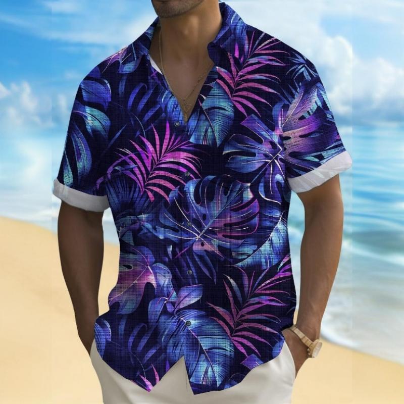 3d Beach Flower Print Hawaiian Shirts 2024 Men's Shirt Summer Daily Casual Short Sleeve For Men Loose Oversized Clothing