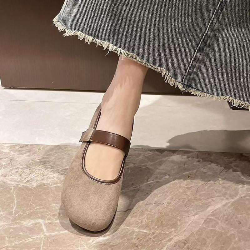 

Мода 2025 Новые Классические Балетки для Женщин Летние Повседневные Ремешок с Пряжкой Круглый Носок Милая Модная Обувь для Женщин Застежка-Липучка Однотонная Повседневная Обувь 40 серый