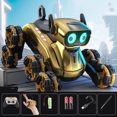 Yousheng Remote Control Robot Dog Toy with Light Music 8 Wheels Gesture Sensing Interactive Mechanical Dog Educational Kids Electric RC Stunt Robot