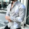 Trendy Geometric Pattern Long-sleeve Men's Shirt, Versatile for Daily and Smart Casual Looks.