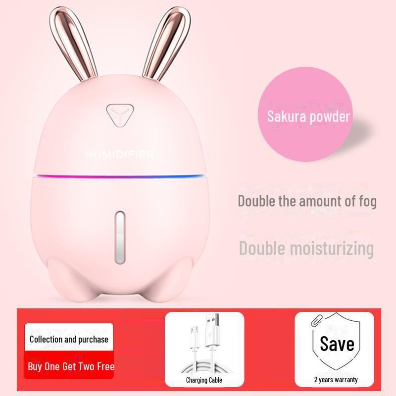 

USB-увлажнитель воздуха и ночник Mini Rabbit для дома или автомобиля Cherry Blossom розовый