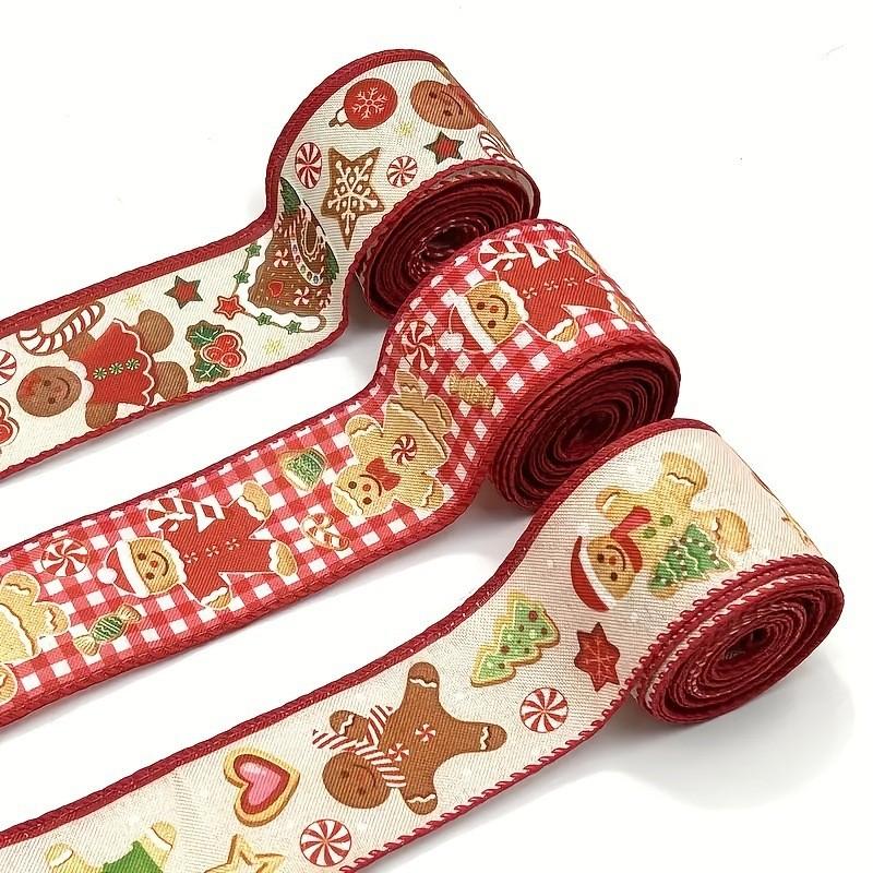 Unique Christmas Decoration Red Burlap Ribbon With Adorable Gingerbread Man Prints For Seasonal Styling