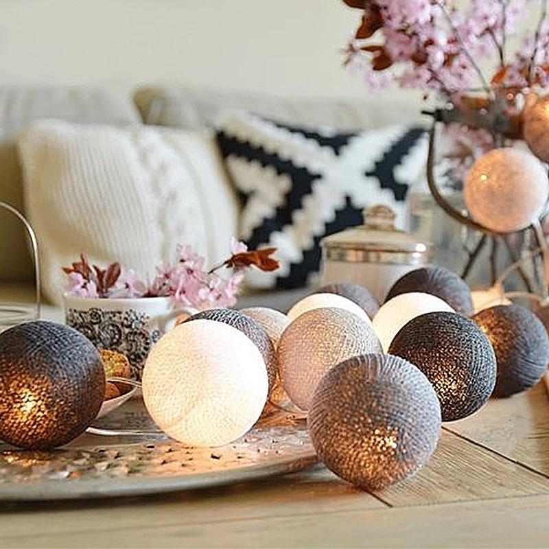 Xiaomi 10/20LED Cotton Balls String Lights Garland Fairy Light Christmas Decorations for Home Room Outdoor Wedding Garden Patio Lights