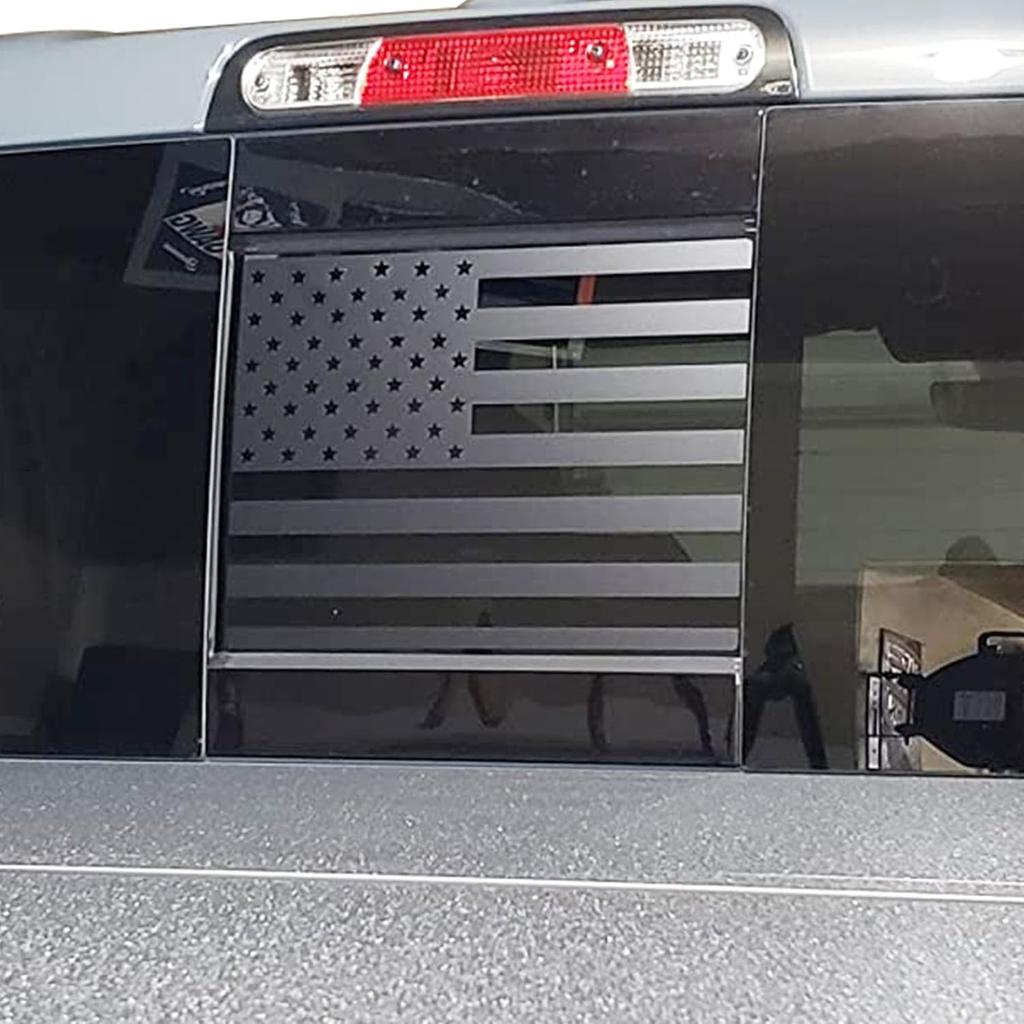 Rear Middle Window American Flag Decal For      2024 Dodge RAM 1500 2500 3500 Accessories, Back Center Sliding Window Glass USA Flag Vinyl