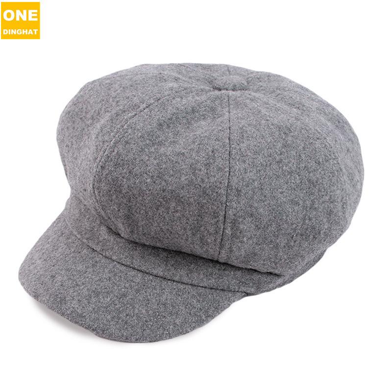 Простая и стильная шерстяная беретка-утка, Шерстяная кепка-бутон с козырьком, Кепка газетчика, Кепка художника Jdblm-84 One size