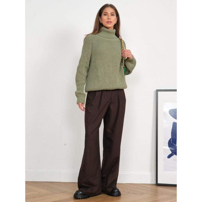 Women's Autumn and Winter Knitted Loose High Neck Thickened Lapel Sweater