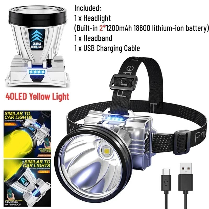 LED Strong Bald Headlight Ultra Bright Rechargeable Head Wear Flashlight Night Fishing Working Miner's Light Field Long Distance