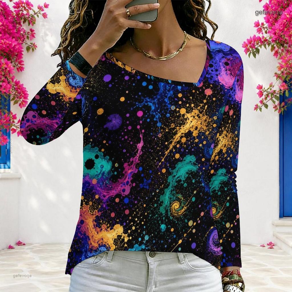Women Plus Size V Neck Long Sleeve American Flag Printed T Shirt Black Red White