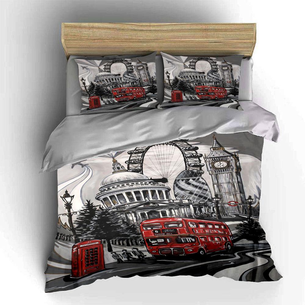 London landmarks and vehicles. Bedding sets Duvet cover sets Duvet covers Pillowcases(1 * Duvet Cover 2 * Pillowcases, without duvet insert)