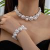 Light Luxury Pearl Necklace Bracelet Set Hand Bangle Women Jewelry Set  Wedding