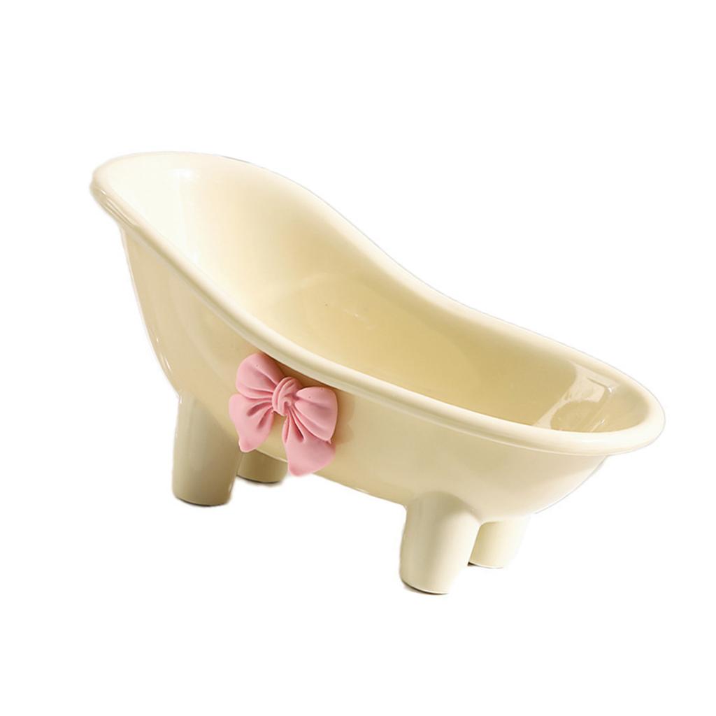Bathtub Soap Dish Plastic Decortative Soap Dish Holder with Bow Tie for Bathroom Toilet
