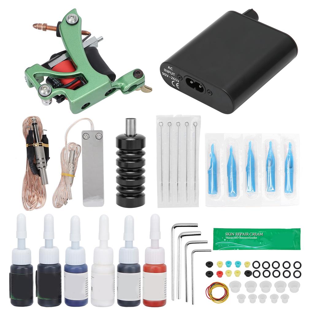 Coil Tattoo Machine Kit Clip Cord Foot Pedal Power Supply Repair Cream Tattoo Practice Tool Set