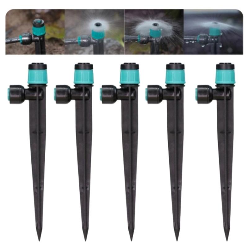 10Pcs Drip Irrigation Stakes 360 Degree Drip Irrigation Rotating Sprinkler for Drip Tubing Irrigation Accessories
