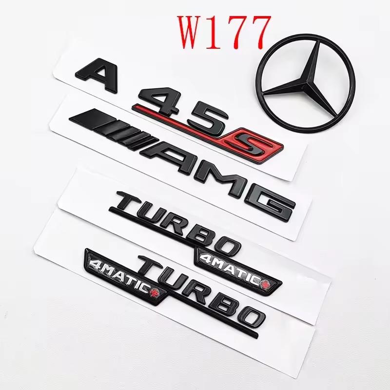 ABS A45S Logo Turbo 4MATIC Badge Car Rear Star Sticker Trunk AMG Emblem For Mercedes Benz A 45S AMG W177