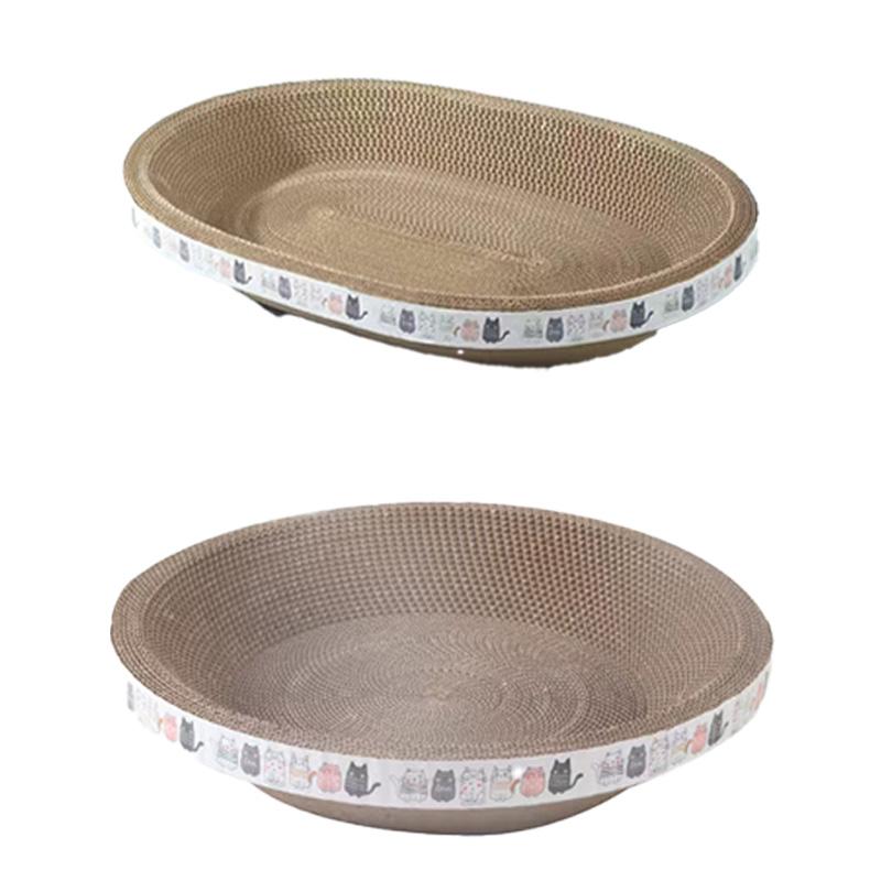 Corrugated Cat Scratcher Cat Scrapers Round Oval Grinding Claw Toys for Cats Wear-Resistant Cat Bed Nest Cat Accessories Cat Tre