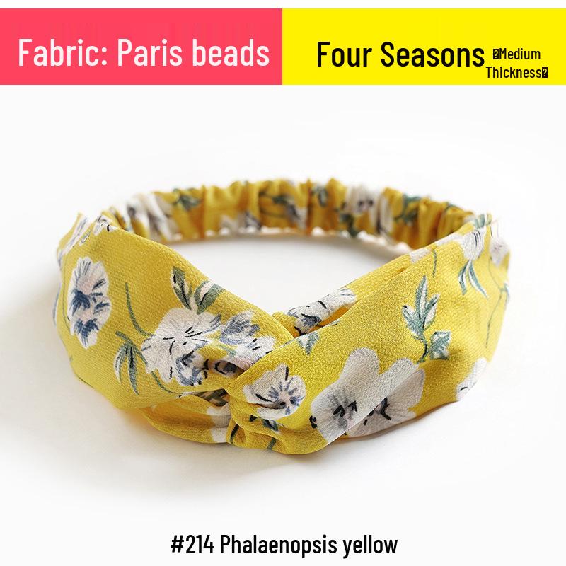 Koreanisches florales Chiffon-Elastik-Stirnband für Damen - Frischer Stil Haaraccessoire