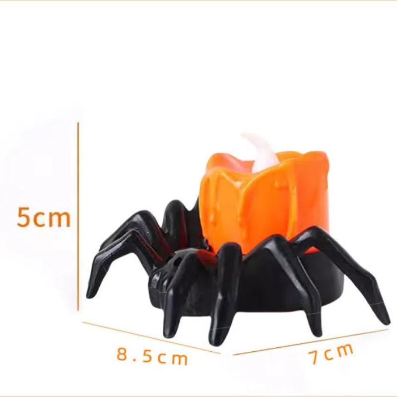 LED Electronic Glowing Spider Candle Lamp Halloween Spooky Decor Party Atmosphere Enhancer Festive Ornament Photography Props