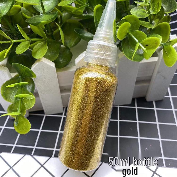 50ml Gold Glitter Powder with Flakes for Children's DIY Projects - Bright, Shiny Powder for Painting and Cross Stitch