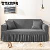 1pc Seersucker Elastic Sofa Slipcover, Non-slip Sofa Cover With Skirt, Furniture Protector For Bedroom Office Living Room Home Decor