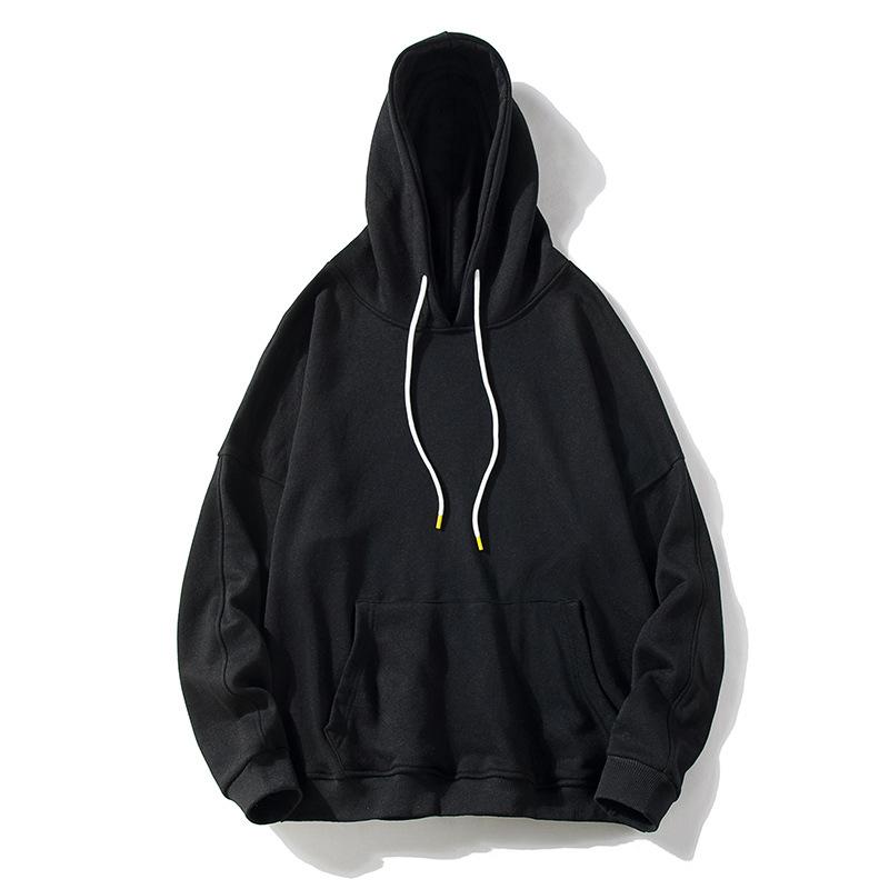

2025 Весна и осень Новая свободная большая пара однотонная толстовка с капюшоном для мужчин и женщин 5XL чёрный