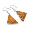 Natural Honey Dendritic Gemstone 925 Sterling Silver Jewelry Earring 1.77" AE-13027