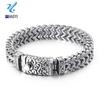 Men's Retro Punk Bracelet: Square Fish Scale Titanium Steel with Skull Pattern