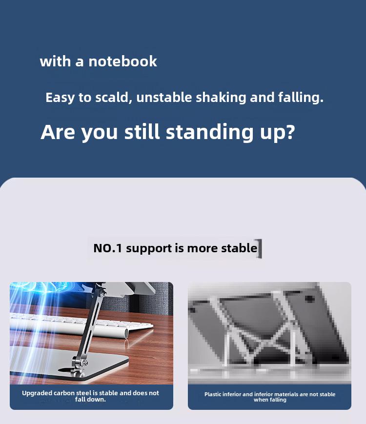 Adjustable Turbo Cooling Laptop Stand: Suspended Carbon Steel Base for Heightened Cooling