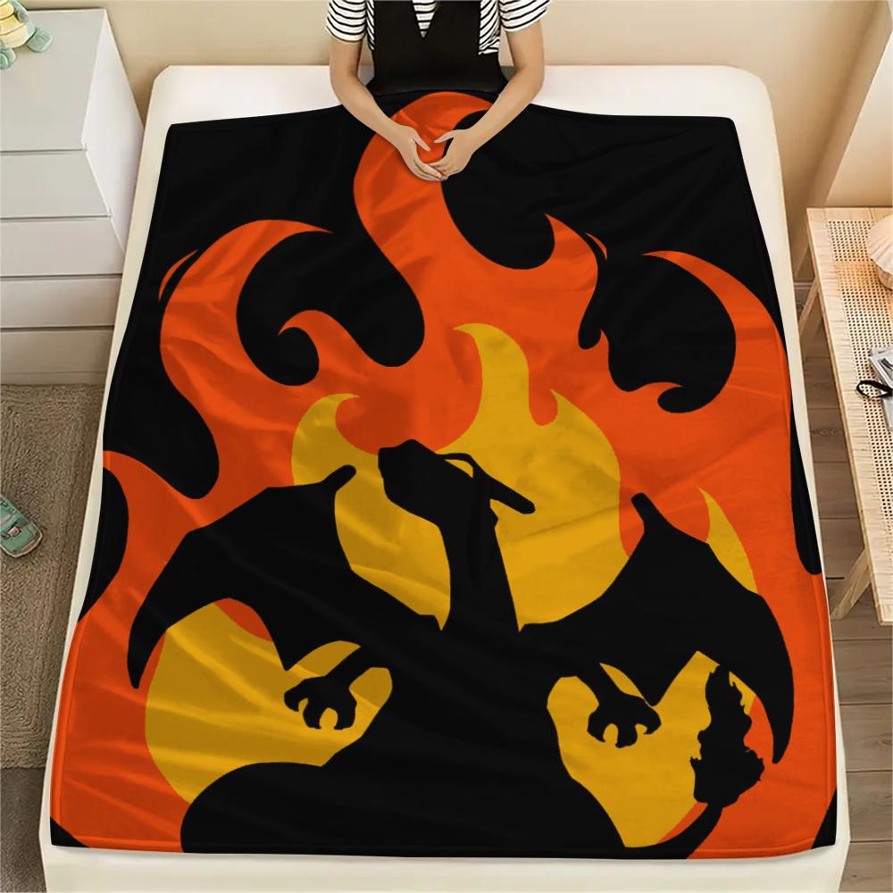 Charmander pattern Flannel Blanket, High quality Comfortable for All Seasons, Home Decor, Warmth and Comfort, Perfect for Gifts.