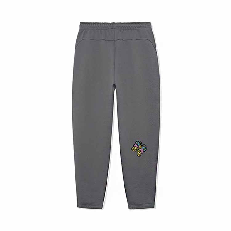 Li Ning X Steven Harrington Collaboration Cartoon Print Fleece Warm Cuffed Sports Pants Men bottoms Gray AKLRF25-2