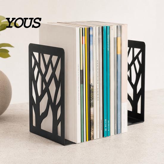 Decorative Bookends 1 Pair Tree of Life for Shelves, Heavy Duty Bookshelf Smooth Edge Organizer, Hollow Book Holder Stoppers Desk, Office Library
