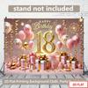 2D Sparkle Pink Gold 18th Happy Birthday Photography Backdrop with Balloons