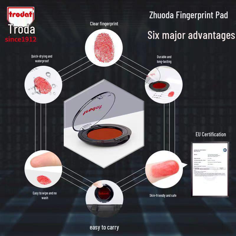 Zhuoda 9094 Schnelltrocknender Rot & Schwarz Fingerabdruckstempel für Büro & Finanzen