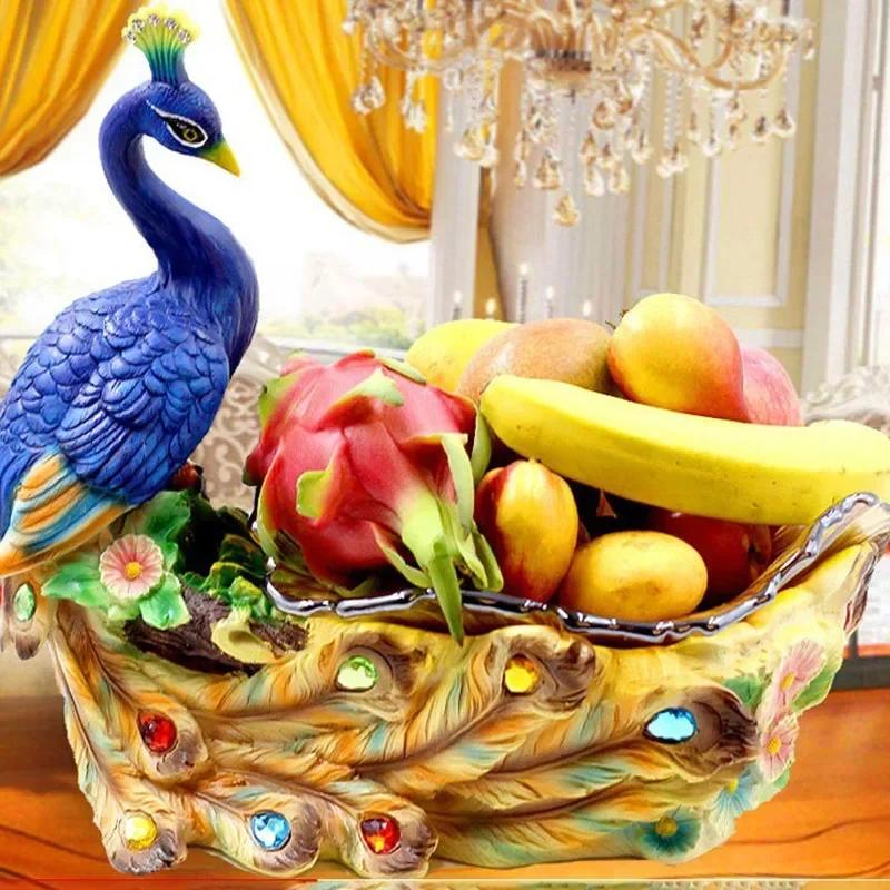 

Тарелка для фруктовых конфет в европейском стиле с павлином для дома, гостиной, тарелка для сухофруктов Dim Sum, настольная креативная подставка для хранения, украшение для закусок
