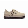 Sangpo Women's 5CM Thick Sole Leather Slip-On with Cork Arch Support, Retro Design, Height Boosting