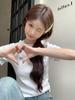 Women's 2025 Korean Style Bowknot Embroidered Slim Fit T-Shirt, Short Sleeve, Round Neck