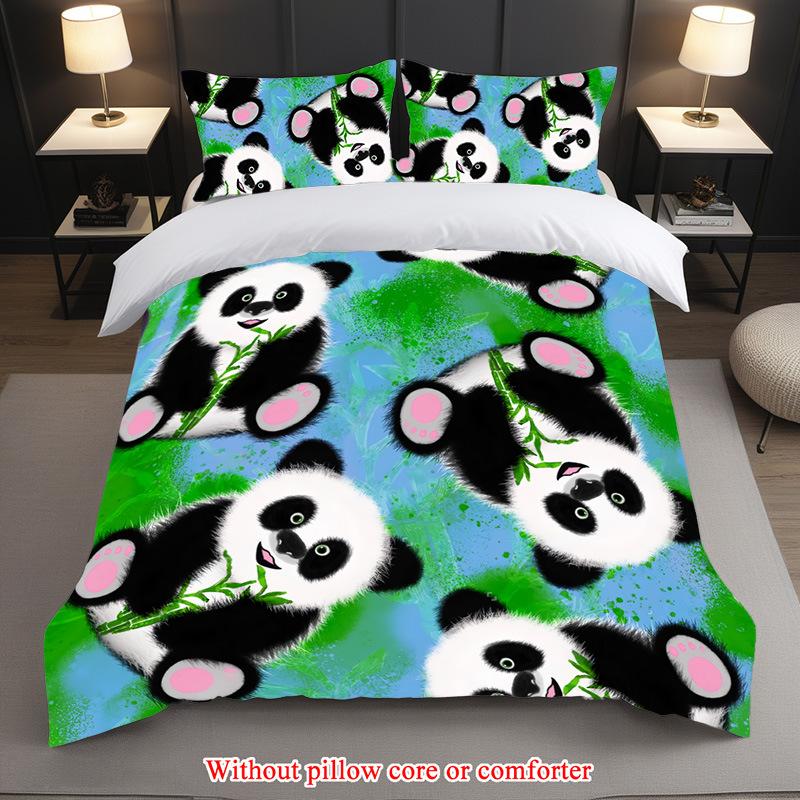 Cartoon Panda Dreiteilig 3D Digitaldruck Studentenheim Bettbezug Hersteller