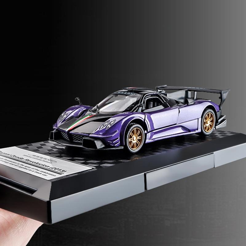 1:32 Scale Diecast Car Pagani Zonda Revolution Super Sport Car Metal Model, With Light Sound Pull Back Vehicle Toys Collection