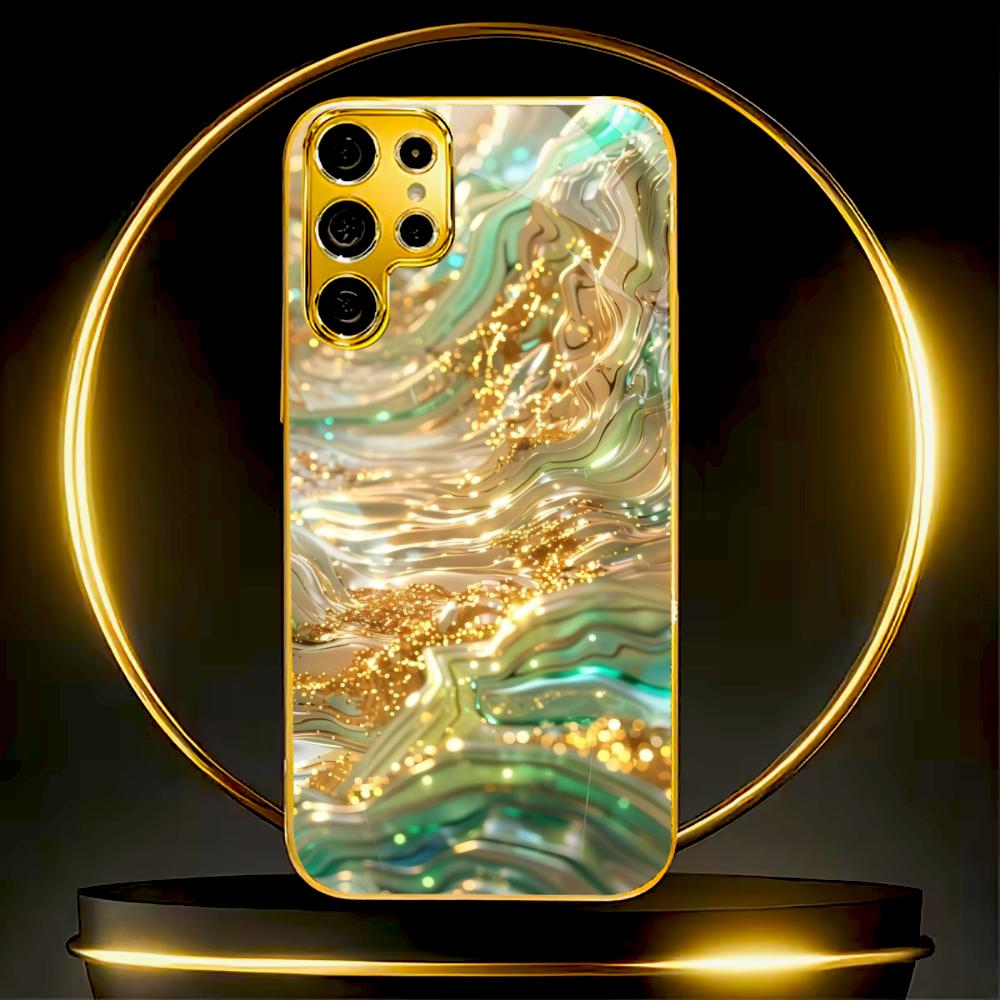 Atmosphere Simplicity High-end Electroplating Glass PhoneCase for Samsung Galaxy S26 S25 S24 S23 S22 S21 FE,Ultra,Plus