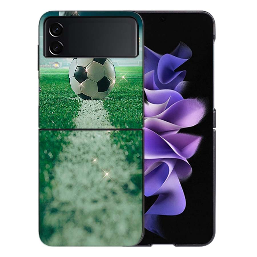 Football Soccer Ball Design For Samsung Galaxy Z Flip 5 4 3 Case Shockproof Hard Cover Phone Z Flip 6 7 5G Z Flip 5 4 5G TPU P