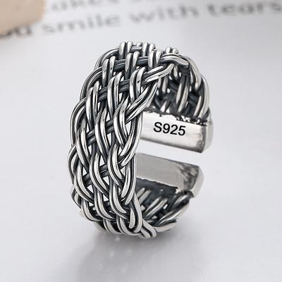 925 Sterling Ezüst Gyűrűk Nőknek Párnak Minimalista Kézzel Készített Egyszerű Széles Lánc Gyűrű Finom Ékszer Ajándék Allergia Megelőzésére