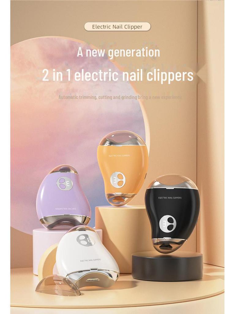 Mango-Shaped 2-in-1 Electric Nail Trimmer: Portable, Rechargeable, Splash-Proof & Pinch-Proof Clippers for Kids