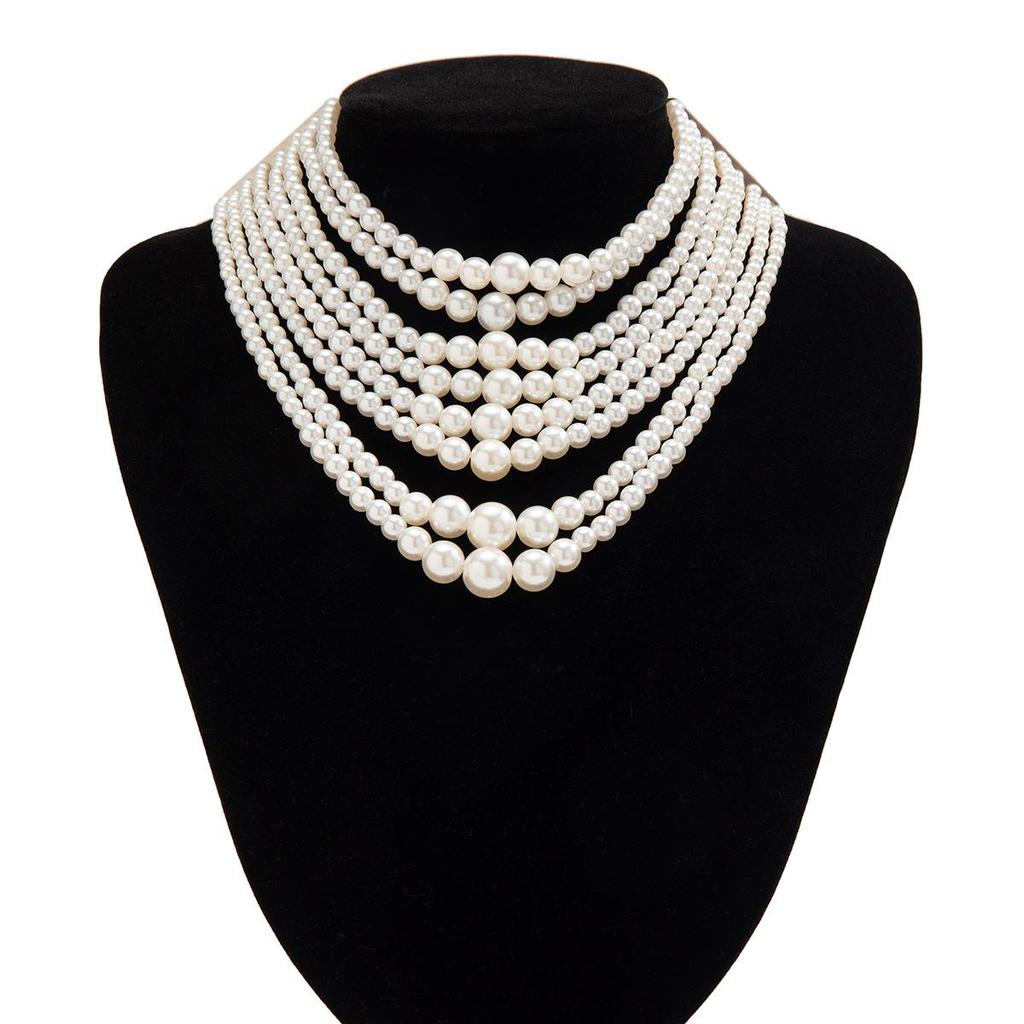 Baroque Multilayer Pearl Necklace - Retro French Choker for Women