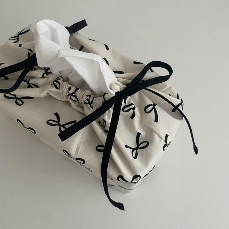 Bow Tie, Drawstring Bag, Drawstring Pocket, Large Capacity, Storage Bag, Home Decoration, Fabric Tissue Box