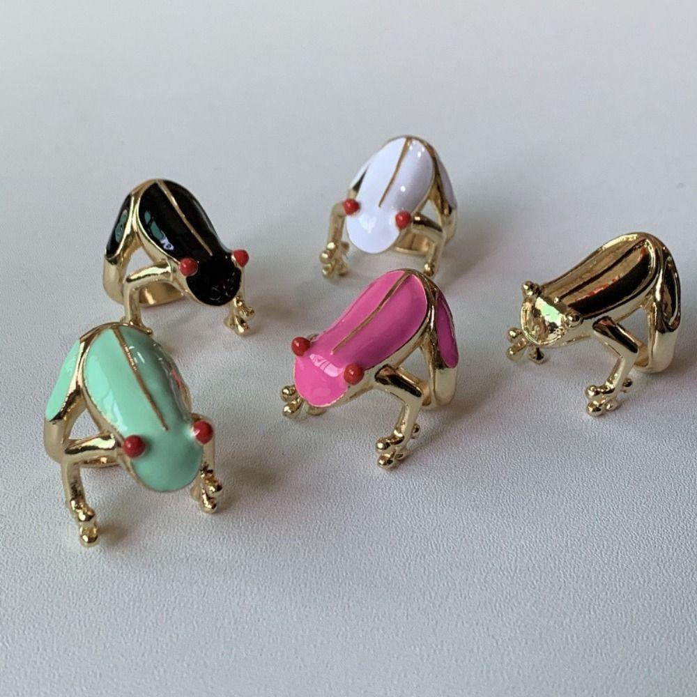 Dripping Oil Frog Drip Oil Ring Geometric Enamel Ring Cute Painting Ring  Friend